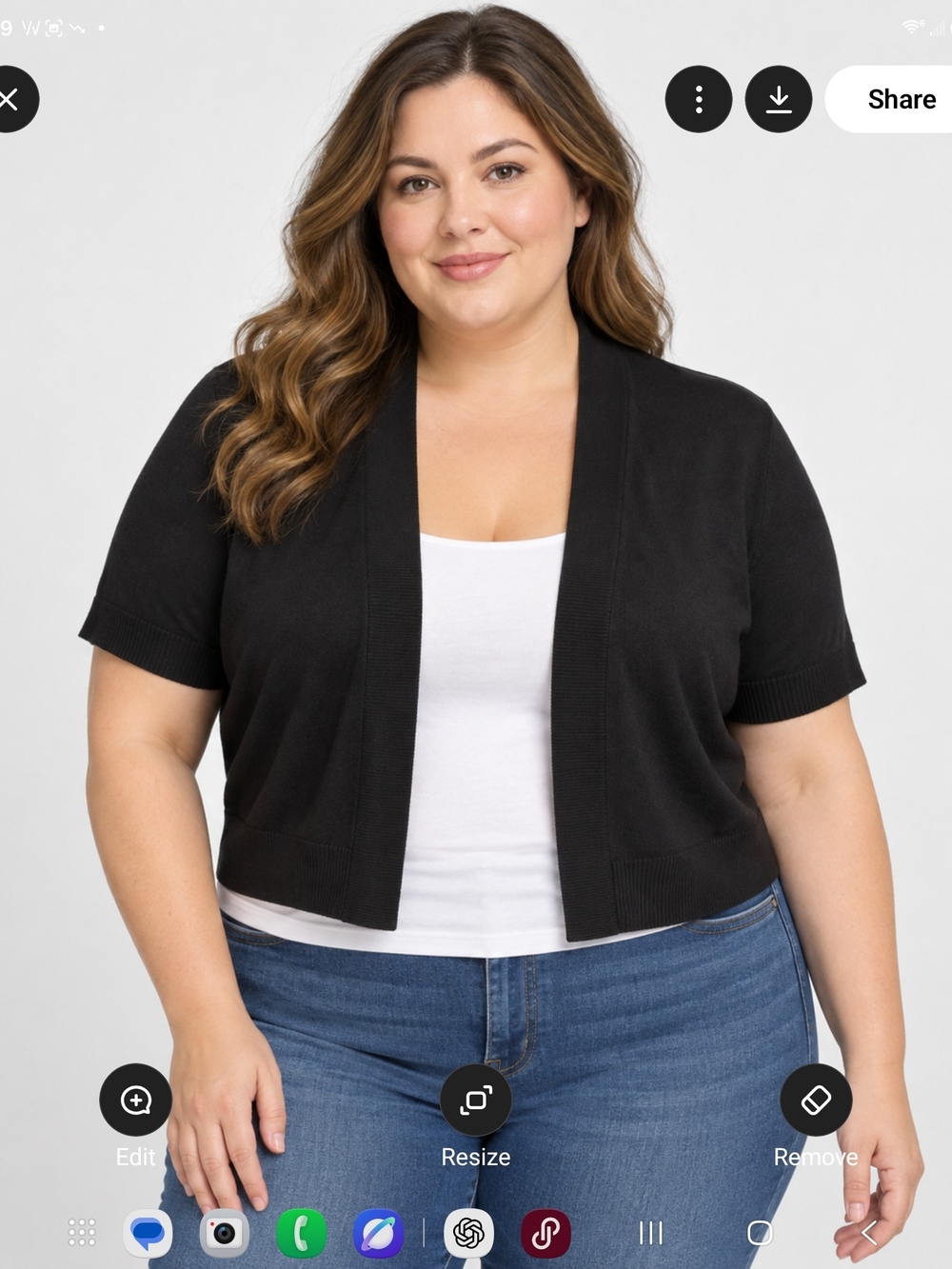 dressbarn Black Short-Sleeve Open-Front Cardigan